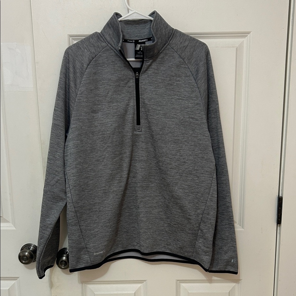 Russell Quarter-Zip Pullover size medium black gray tech fleece dri power 360